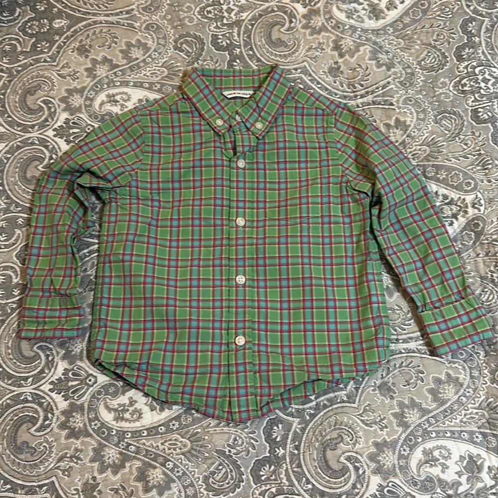 Janie and Jack 2T Green and Pink Plaid Shirt